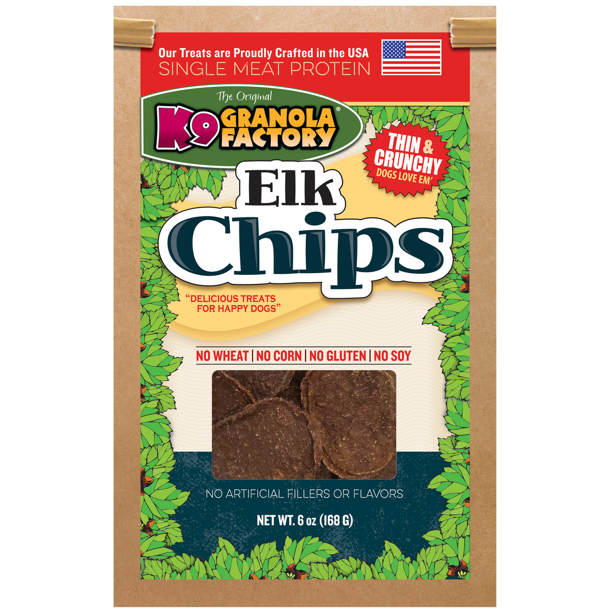 K9 Granola Factory Chip Collection Elk Chips Dog Treats, 5oz