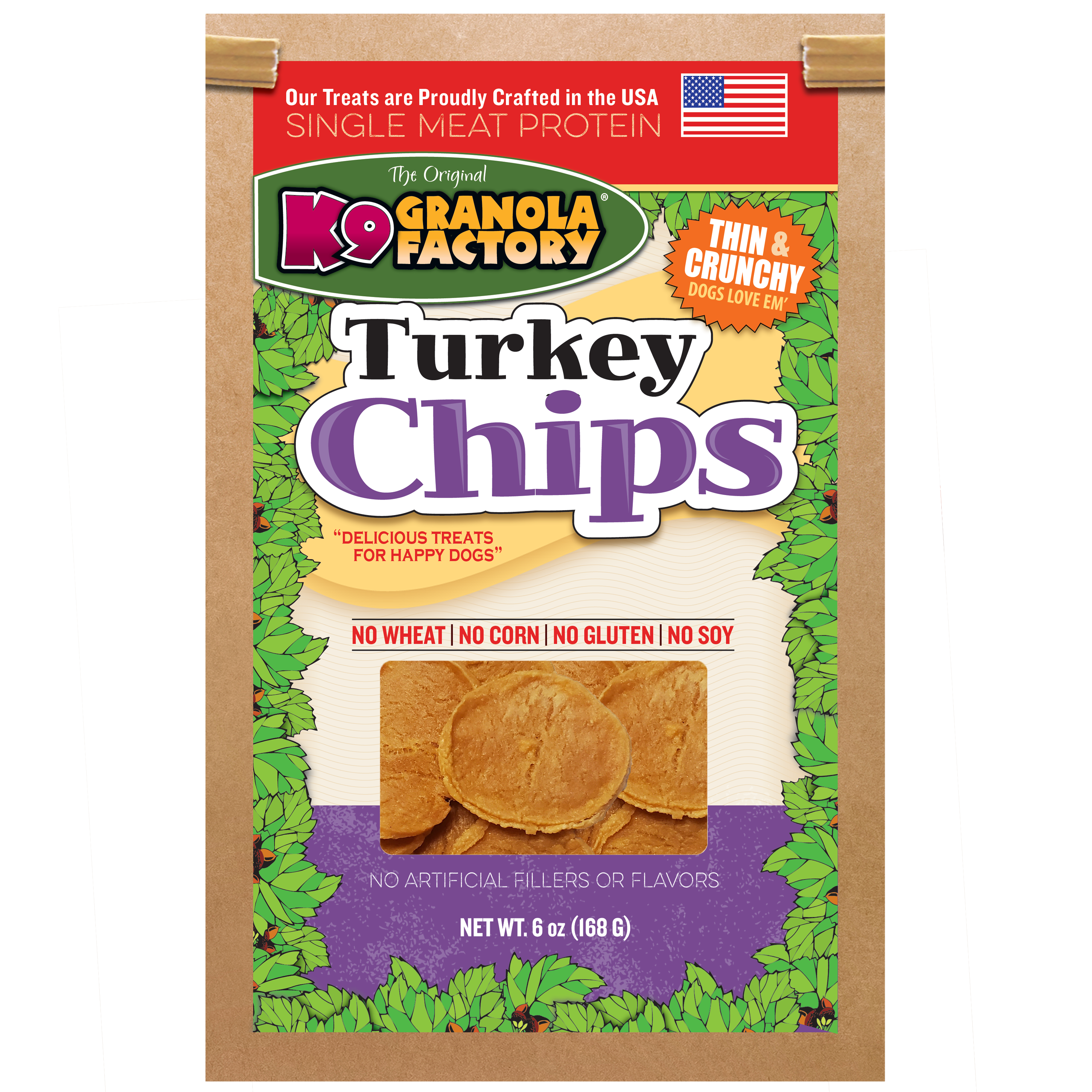 K9 Granola Factory Chip Collection Turkey Chips Dog Treats, 6oz