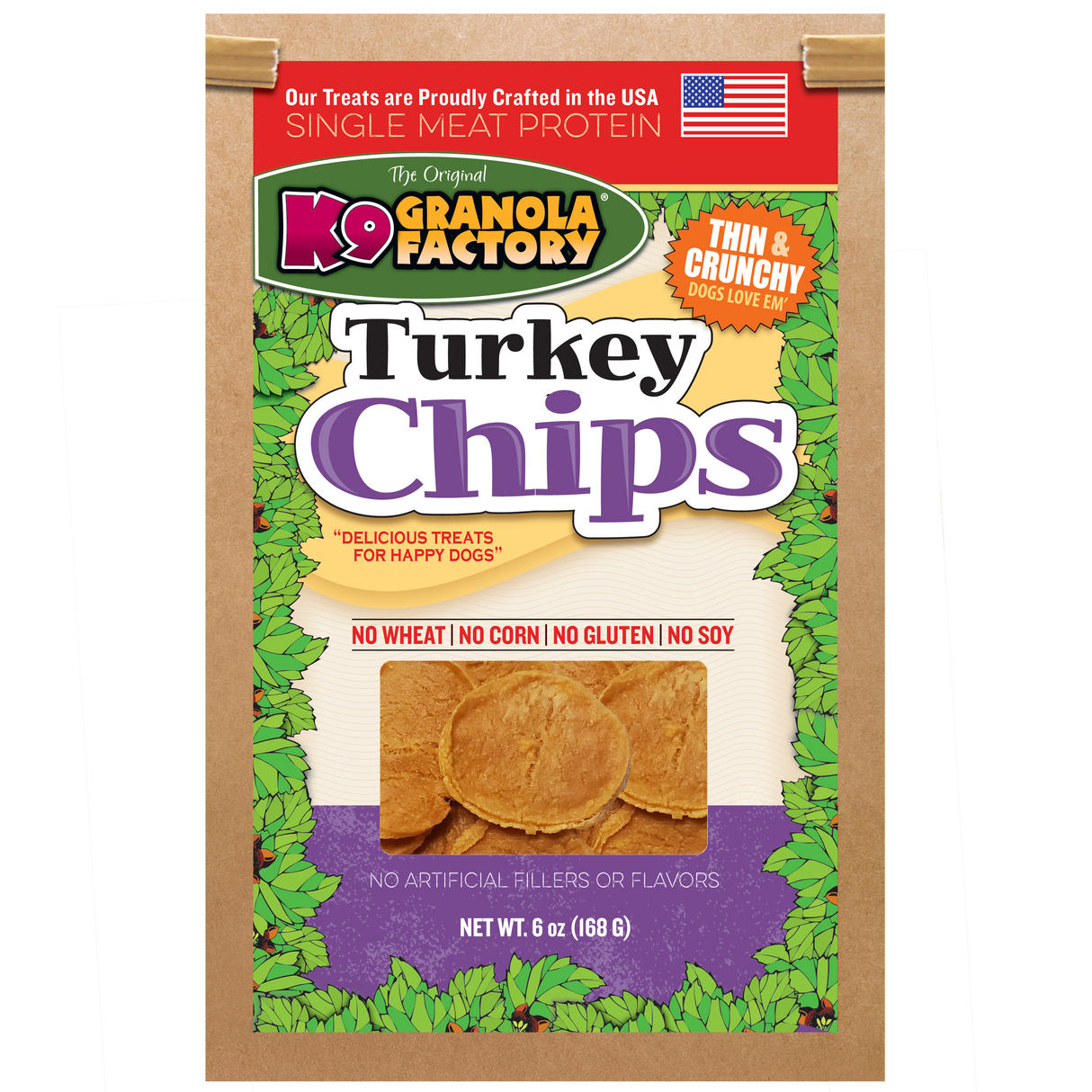 K9 Granola Factory Chip Collection Turkey Chips Dog Treats, 6oz