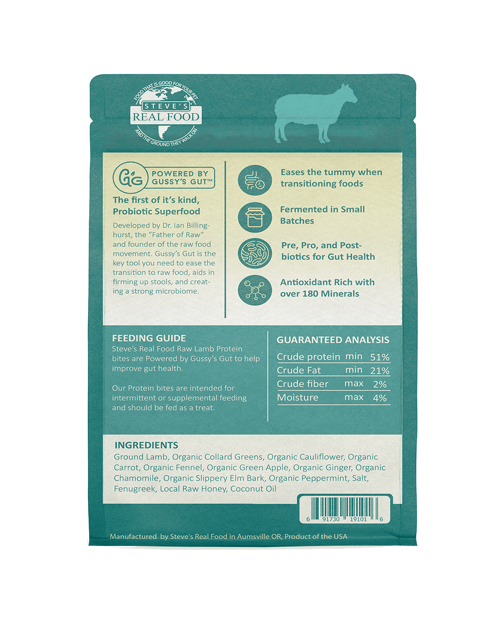 Steve's Real Food Lamb Protein Bites Freeze Dried Treats For Dogs and Cats, 4oz