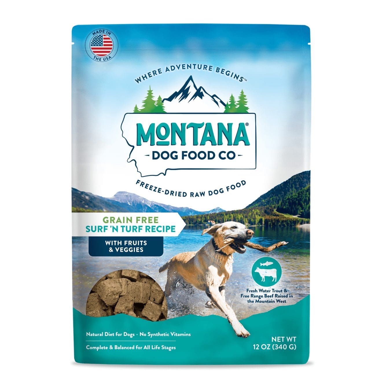 40% OFF with Code: MDF40 - Montana Dog Food Co Freeze Dried Surf N Turf Recipe Dog Food, 12oz