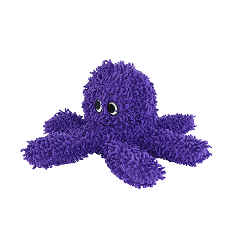 Tuffy Mighty Microfiber Ball Durable Squeaky Plush Dog Toy, Purple Octopus