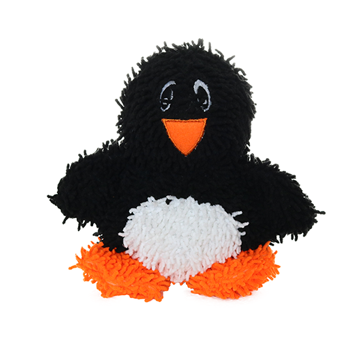 Tuffy Holiday Mighty Microfiber Ball Durable Squeaky Plush Dog Toy, Black Penguin