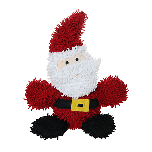 Tuffy Holiday Mighty Microfiber Ball Durable Squeaky Plush Dog Toy, Santa