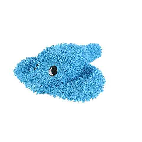 Tuffy Mighty Microfiber Ball Durable Squeaky Plush Dog Toy, Blue Stingray
