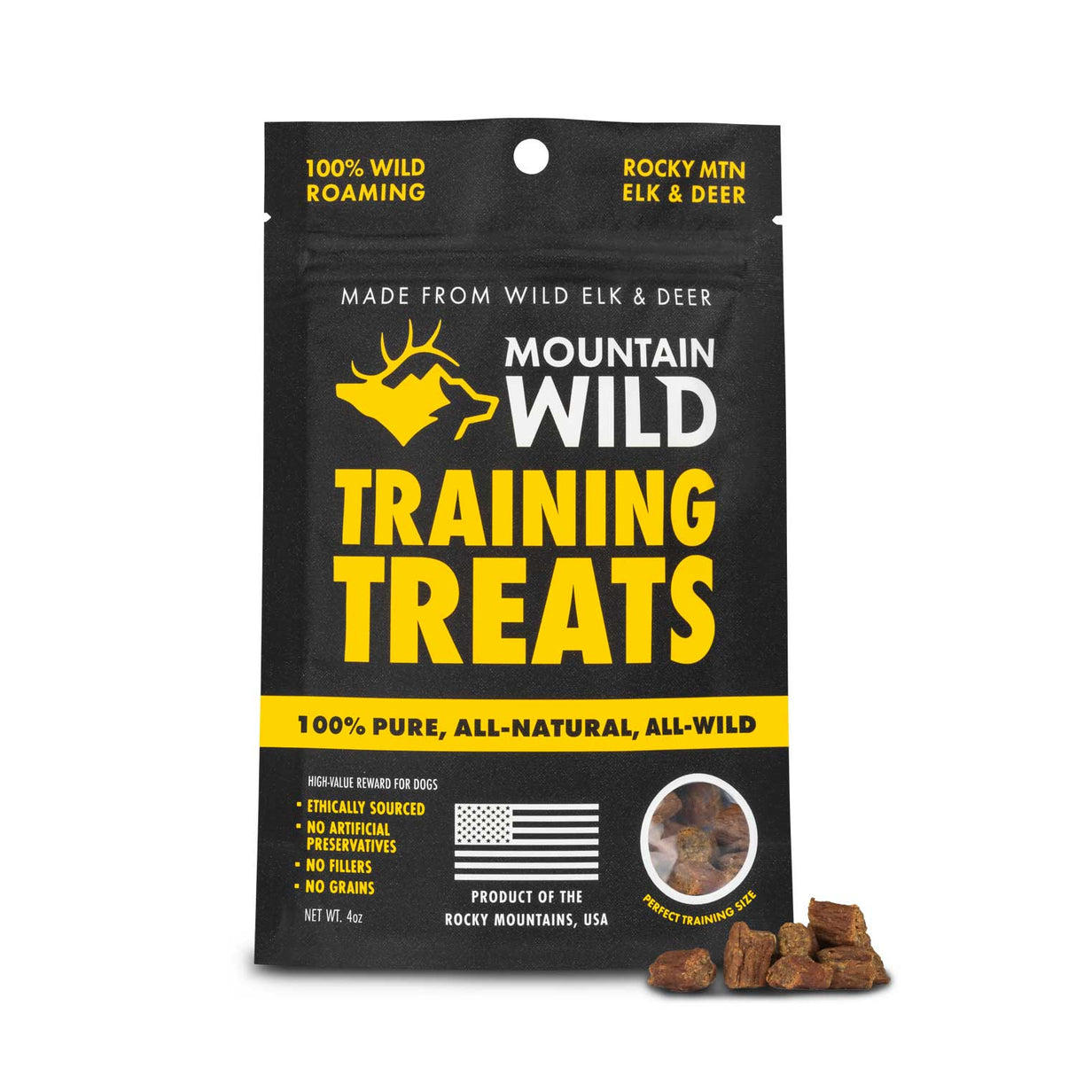 Mountain Wild 100% Free Roaming Elk & Deer Jerky Training Treats For Dogs, 4oz