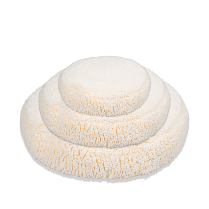 HuggleHounds HuggleFleece Pouf Dog Bed, Natural