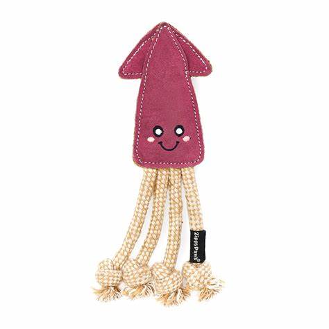 ZippyPaws ecoZippy Suede & Rope Buddies, Squid