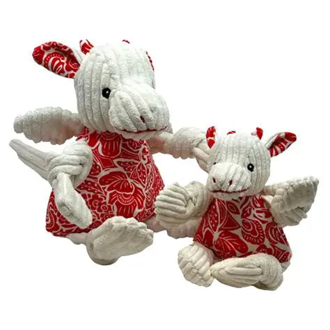 HuggleHounds Knottie Durable Squeaky Plush Dog Toy, Lucky Dragon