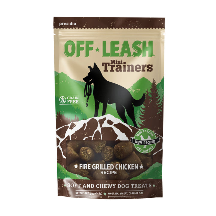 Presidio Off Leash Soft & Chewy Mini Trainers Fire Grilled Chicken Recipe Dog Treats, 5oz