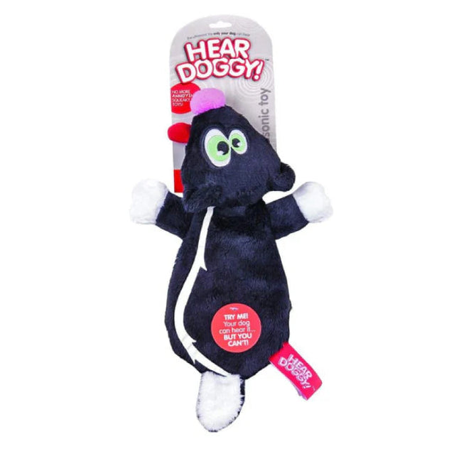 goDog Hear Doggy Flattie Skunk Durable Plush Dog Toy