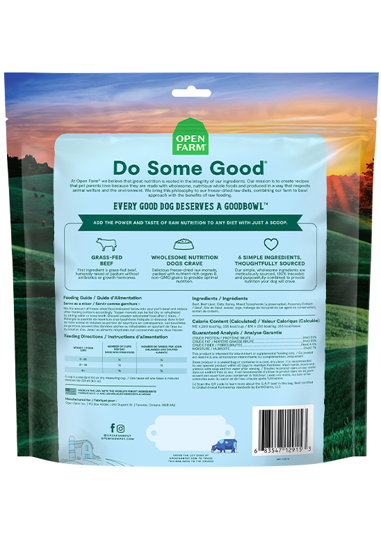 Open Farm GoodBowl Grass-Fed Beef Recipe Freeze Dried Raw Dog Food Topper