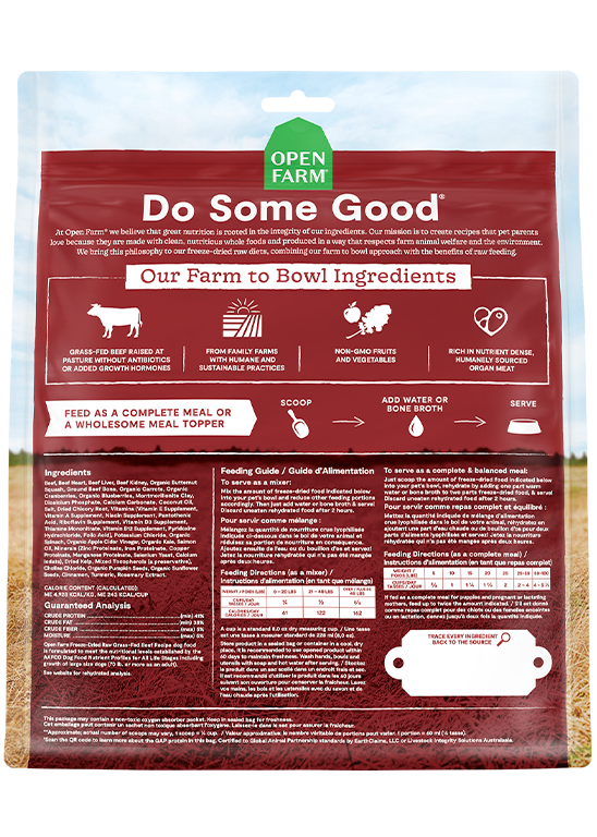 Open Farm Grass-Fed Beef Recipe Freeze Dried Raw Dog Food