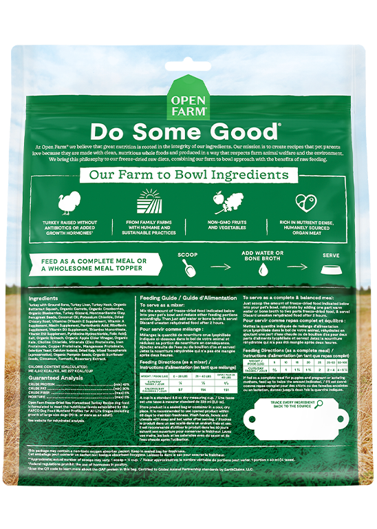 Open Farm Homestead Turkey Recipe Freeze Dried Raw Dog Food