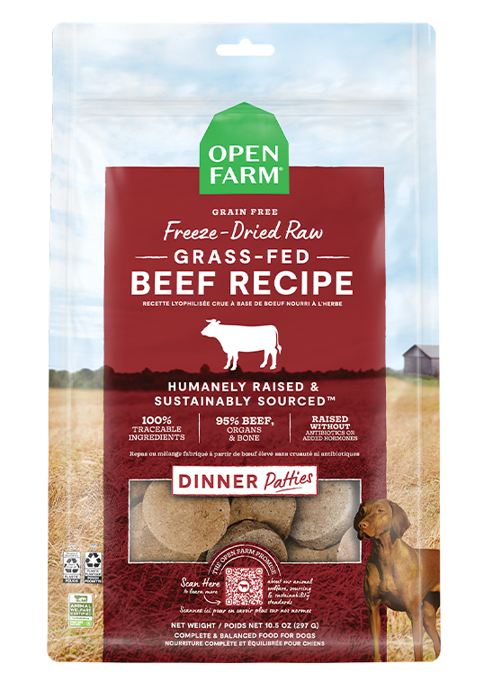 Open Farm Grass-Fed Beef Patties Freeze Dried Raw Dog Food