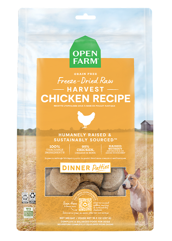 Open Farm Harvest Chicken Patties Freeze Dried Raw Dog Food