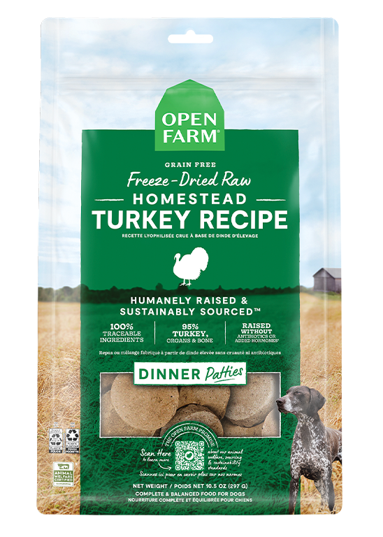 Open Farm Homestead Turkey Patties Freeze Dried Raw Dog Food