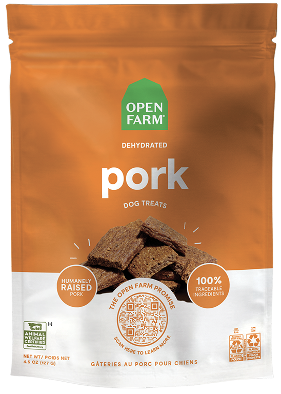 Open Farm Dehydrated Pork Jerky Dog Treats, 4.5oz