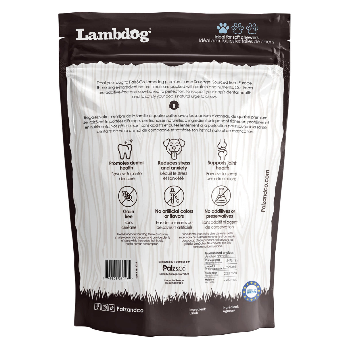 Palz&Co Lambdog Lamb Sausage Dog Treats, 8pk