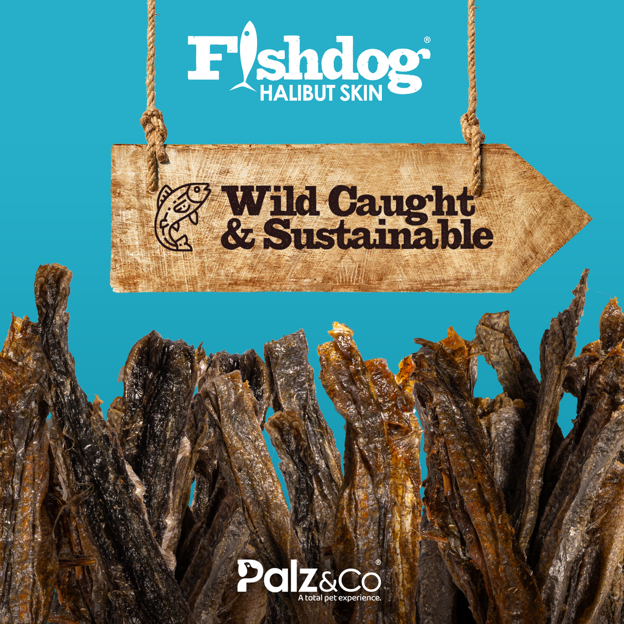 Palz&Co Fishdog Halibut Skin Dog Treats, 2.5oz