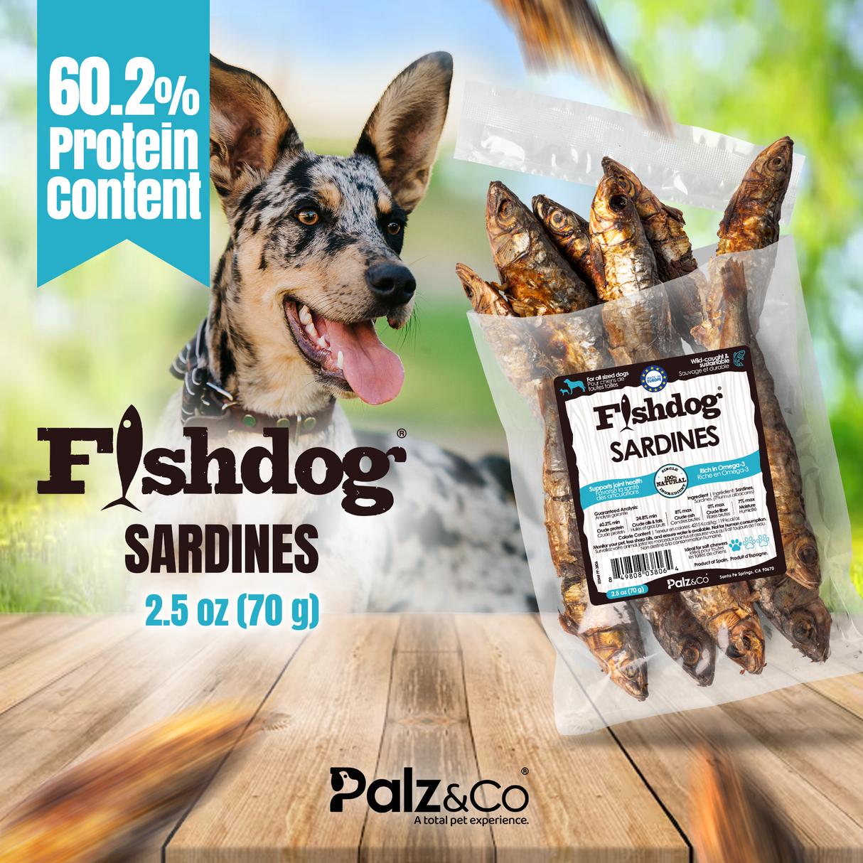 Palz&Co Fishdog Whole Sardines Dog Treats, 2.5oz