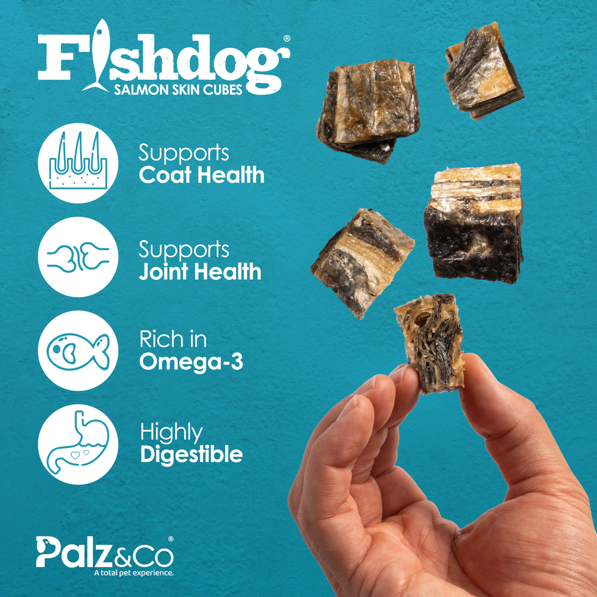 Palz&Co Fishdog Salmon Skin Cube Treats, 2.5oz