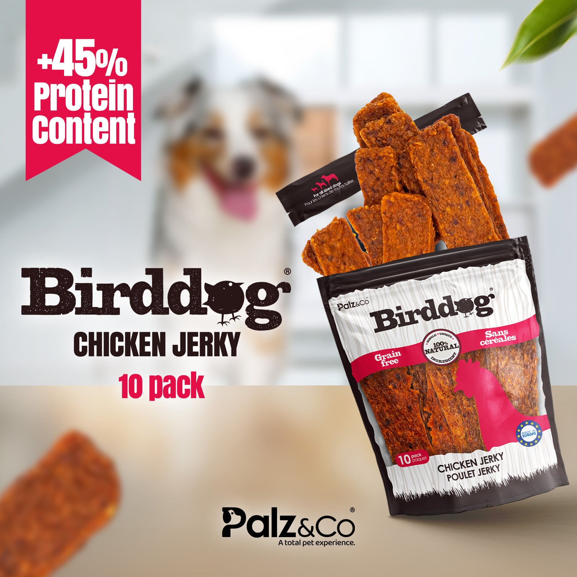 Palz&Co Birddog Chicken Jerky Dog Treats, 10pk