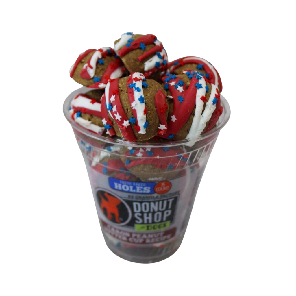 K9 Granola Factory Donut Shop Donut Holes For Dogs, Patriotic Carob Candy Crunch, 15ct