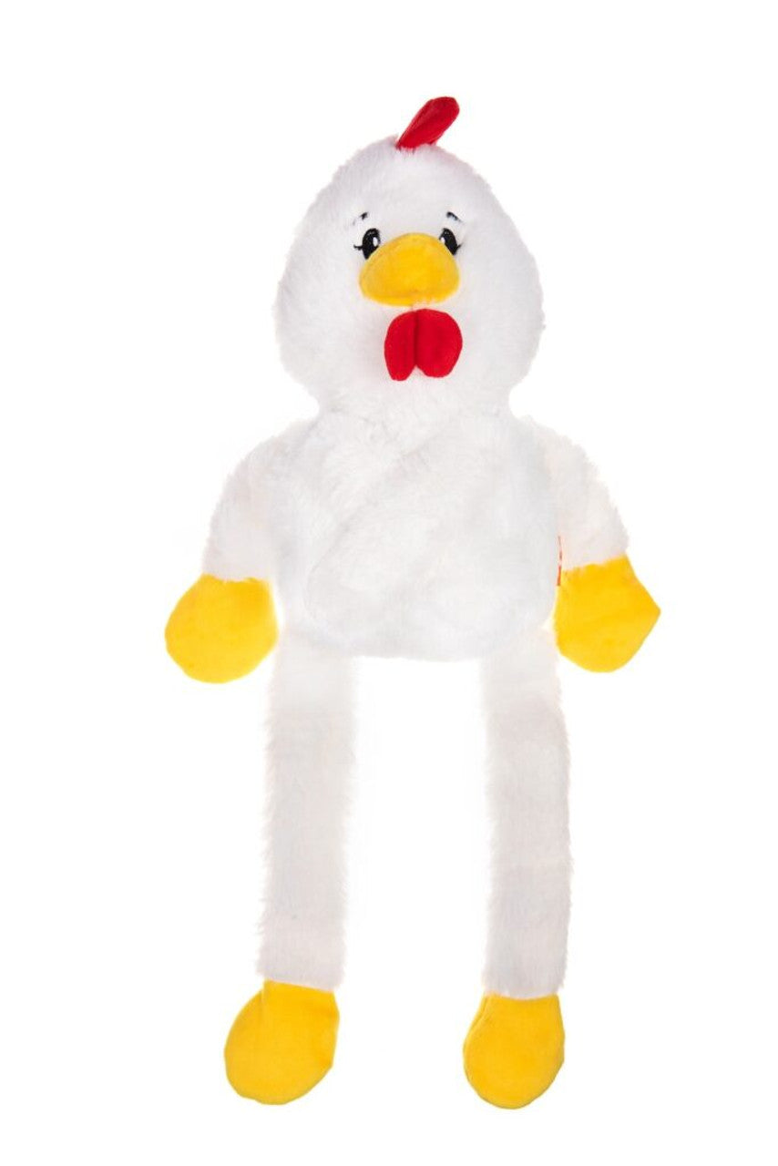 Growl Pulldozers Plush Dog Toy, White Chicken