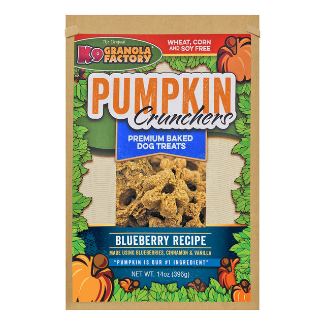 Package of K9 Granola Factory Pumpkin Crunchers Blueberry Dog Treats 