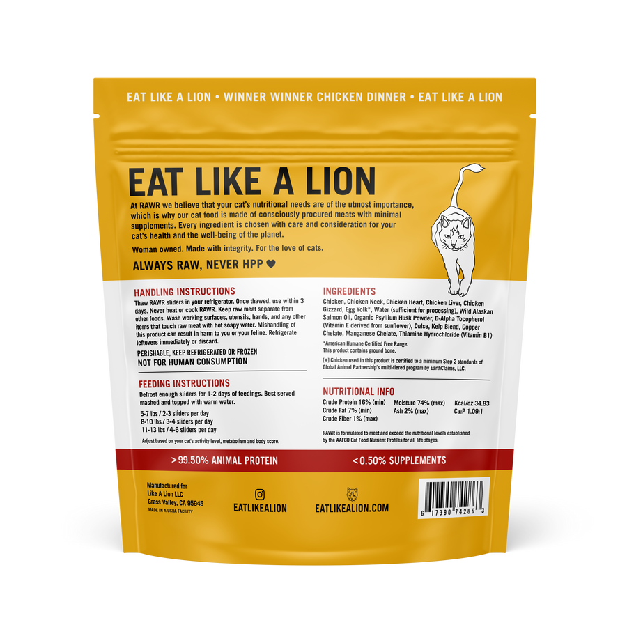 RAWR Raw Frozen Complete & Balanced Cat Food, 2.5lb