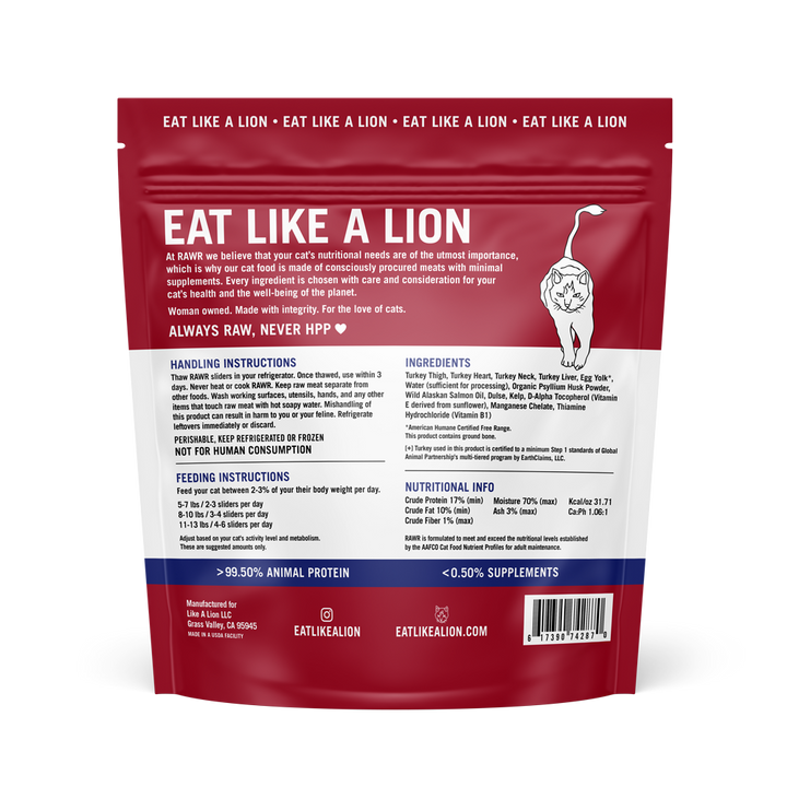 RAWR Raw Frozen Complete & Balanced Cat Food, 2.5lb