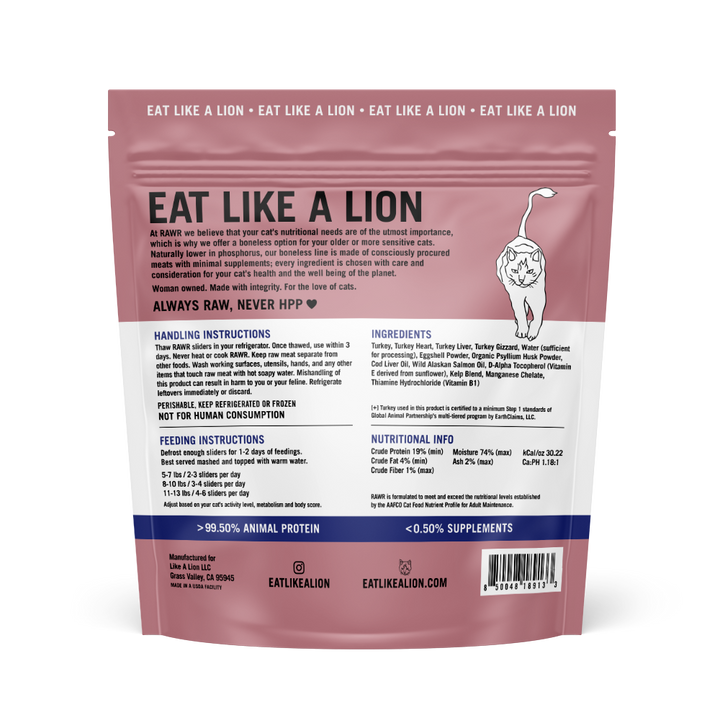 RAWR Boneless Raw Frozen Complete & Balanced Cat Food, 2.5lb
