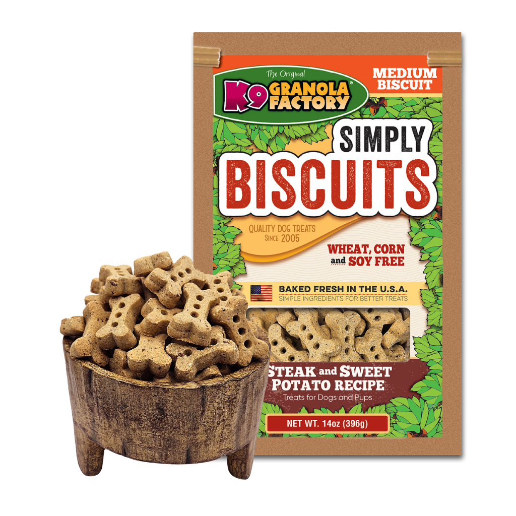 K9 Granola Factory Simply Biscuits Steak & Sweet Potato Dog Treats, Medium