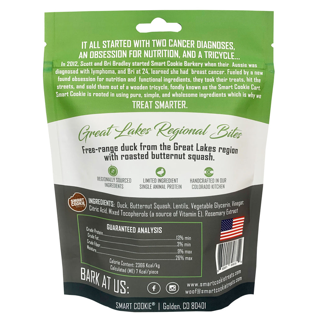 Smart Cookie Barkery Regional Bites Great Lakes Duck & Squash Treats For Dogs, 5oz