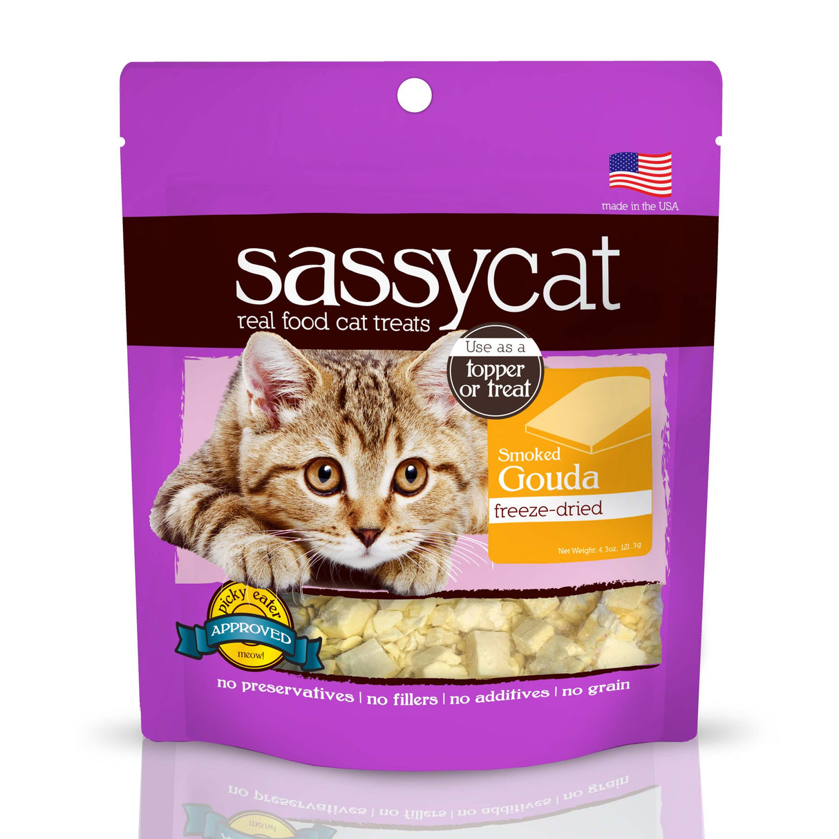 Sassy Cat Freeze Dried Smoked Gouda Cheese Cat Treats, 4.3oz
