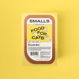Smalls Fresh Human-Grade Gently Cooked Cat Food - Smooth Bird flavor in packaging on yellow background.
