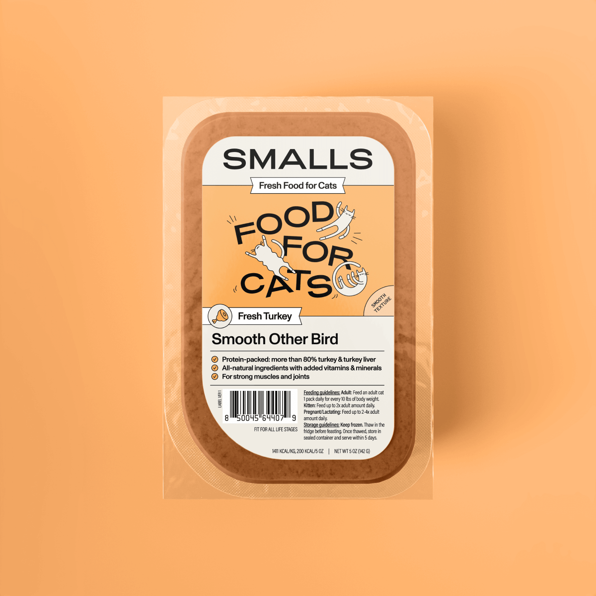 Smalls Fresh Human-Grade Gently Cooked Cat Food showcasing Fresh Turkey flavor for cats.
