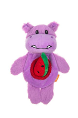 Growl Snackerz Plush Dog Toy, Purple Hippo