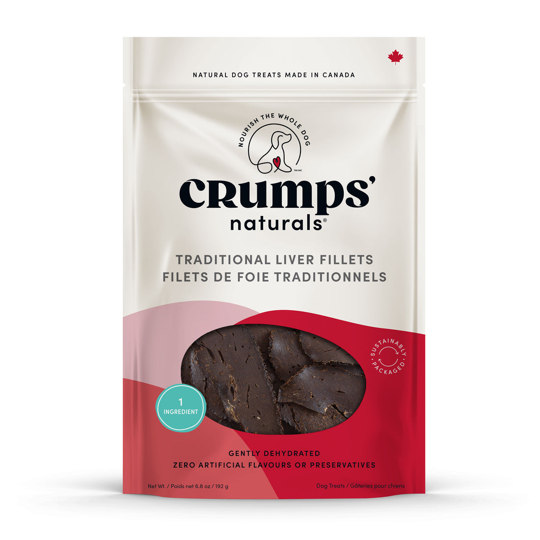 Crumps Naturals Traditional Beef Liver Filet Dog Treats, 2.4oz bag