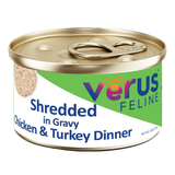 VéRUS Shredded Chicken & Turkey in Gravy Dinner Canned Cat Food, 24/2.8oz Cans