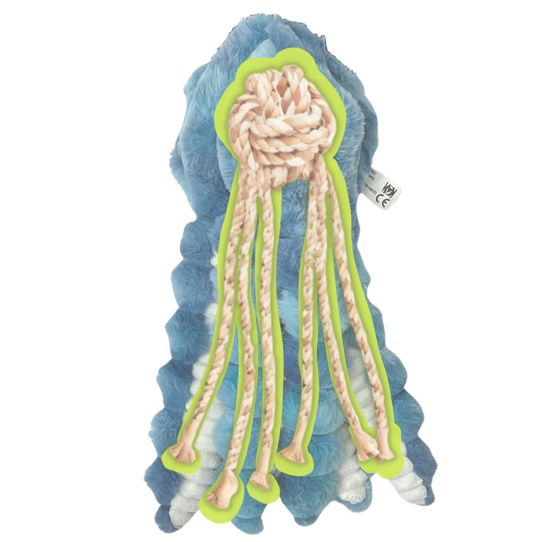 HuggleHounds Rope X-Brace Durable Plush Dog Toy, Calamaro Squid