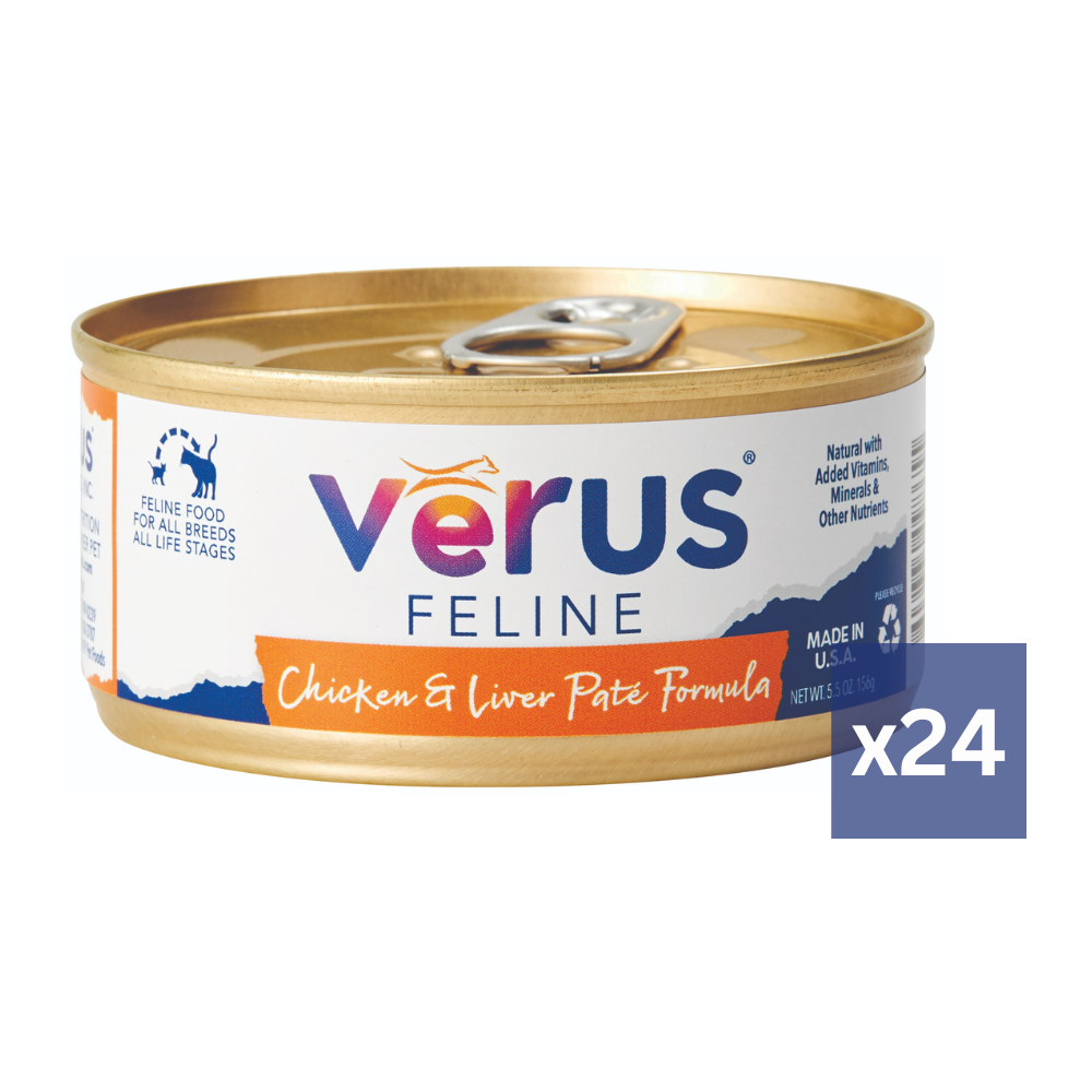 Verus Feline Chicken & Liver Pate Formula Canned Cat Food, 24/5.5oz Cans