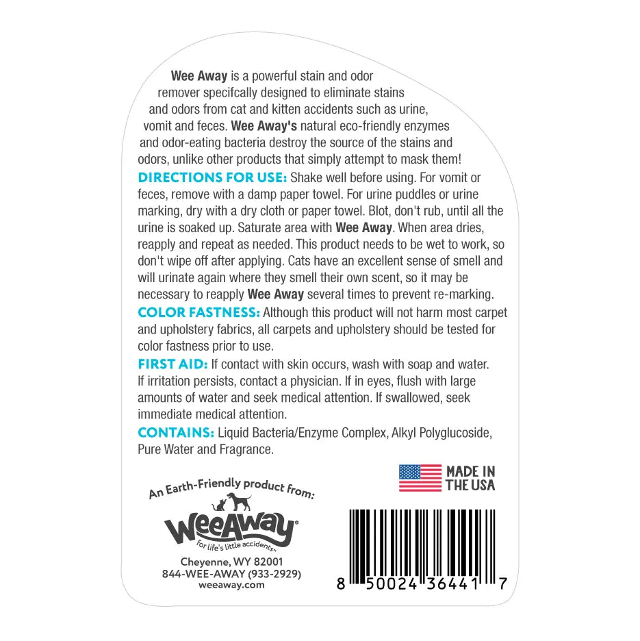 Wee Away X2 Ultra Concentrated Stain & Odor Remover For Cats & Kittens, Ocean Breeze 16oz