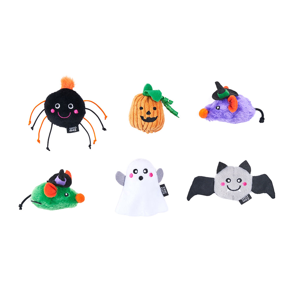 Zippy Paws Halloween 2025 ZippyClaws Haunted Critters Plush Cat Toy, 6pk