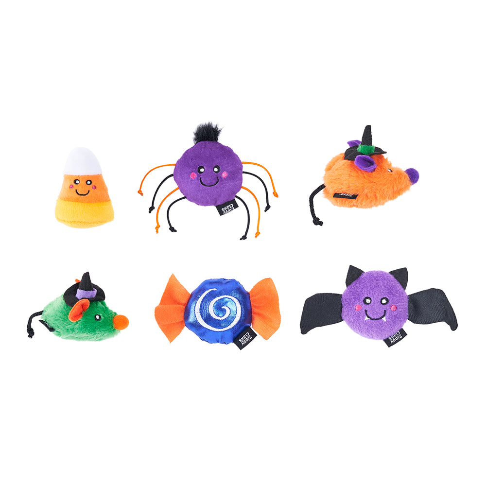 Zippy Paws Halloween 2025 ZippyClaws Spooky Friends Plush Cat Toy, 6pk