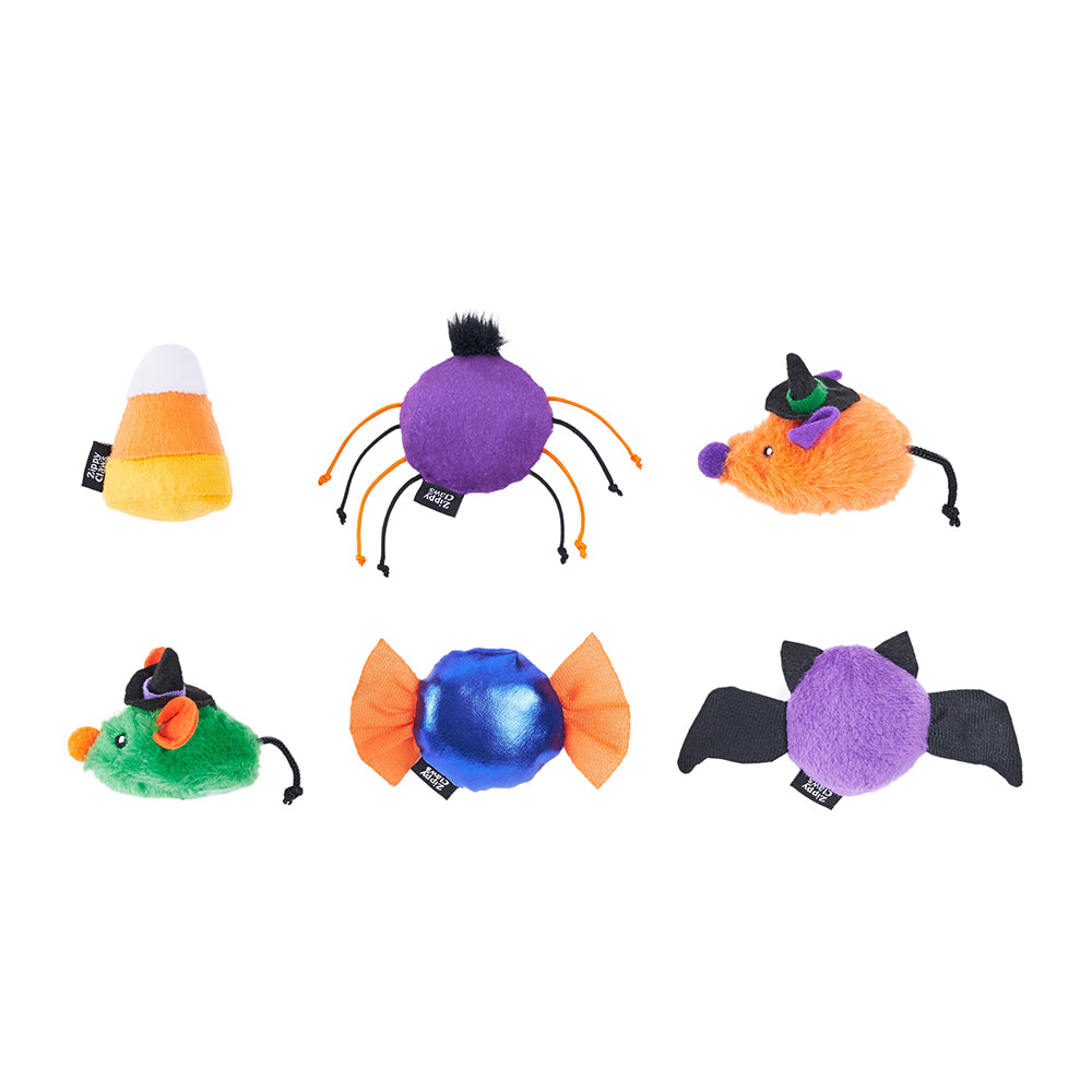 Zippy Paws Halloween 2025 ZippyClaws Spooky Friends Plush Cat Toy, 6pk