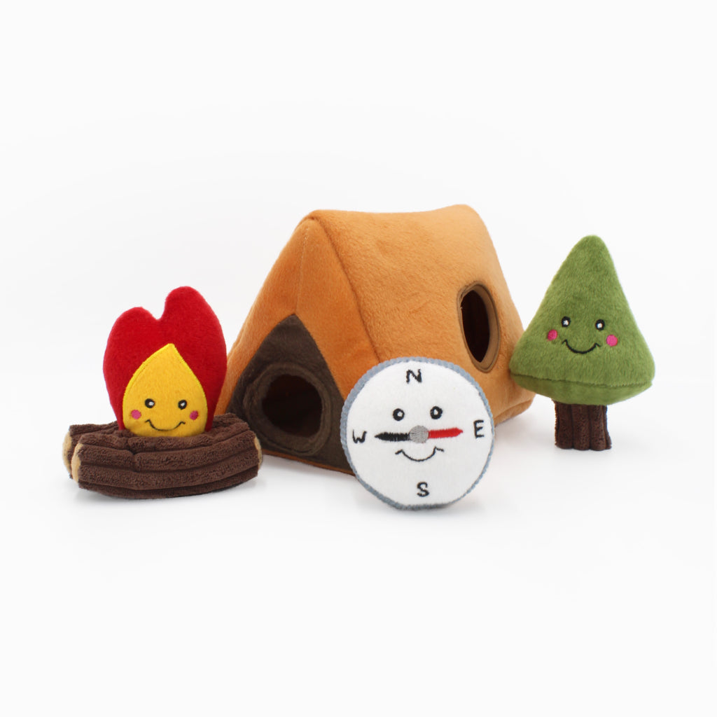 ZippyPaws Zippy Burrow™ Plush Dog Toy, Camping Tent