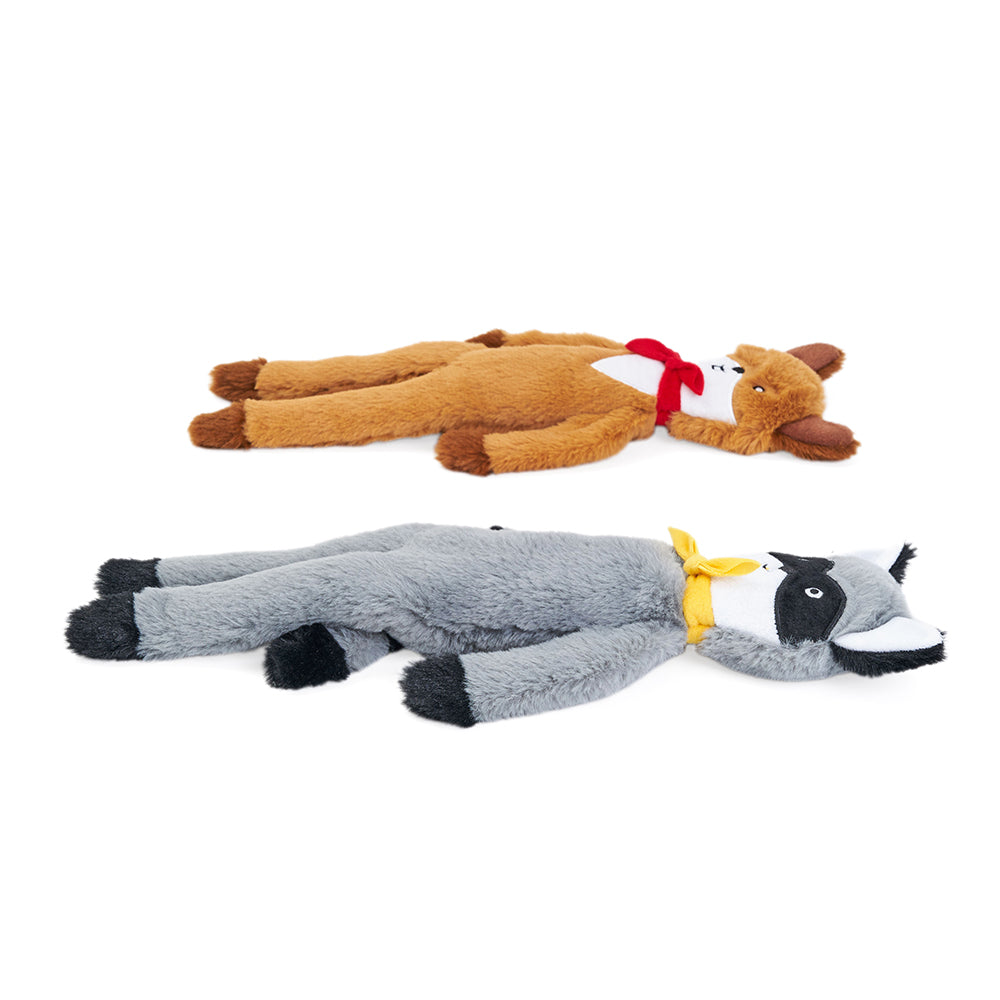 Zippy Paws Fluffy Peltz Plush Dog Toy, Raccoon & Chipmunk