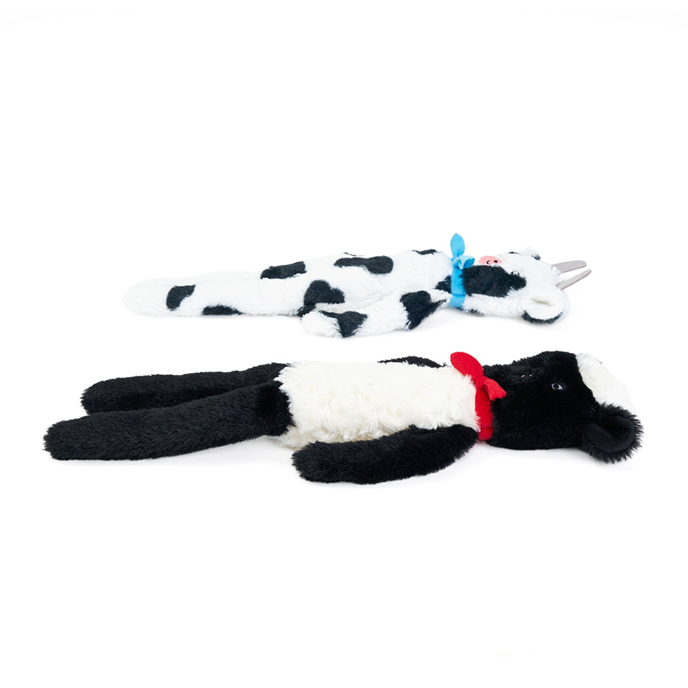 Zippy Paws Fluffy Peltz Plush Dog Toys, Sheep & Cow